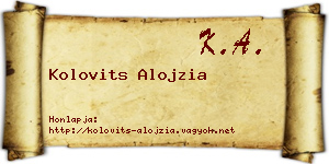 Kolovits Alojzia névjegykártya